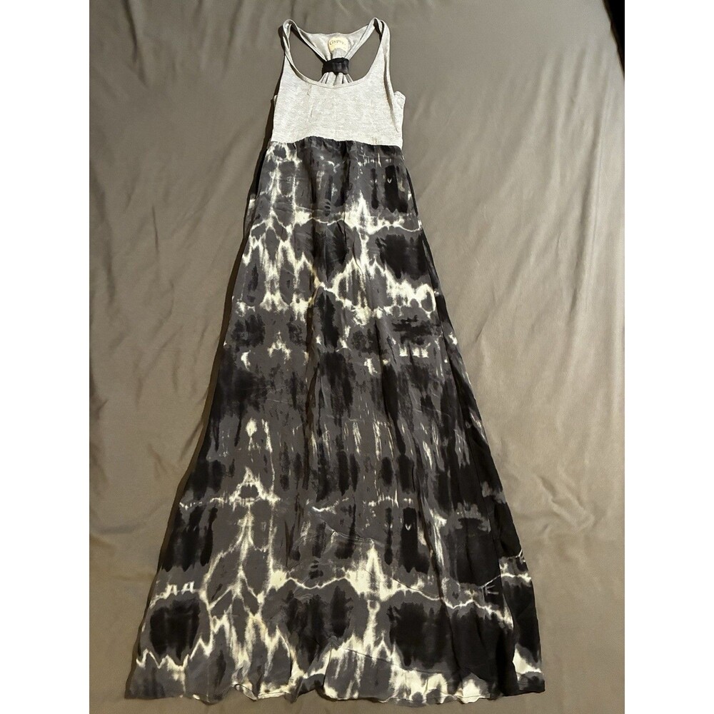 Gypsy05 Made In Hollywood CA Dress Sundress Summer Tie Dye Grey Maxi Silk XS